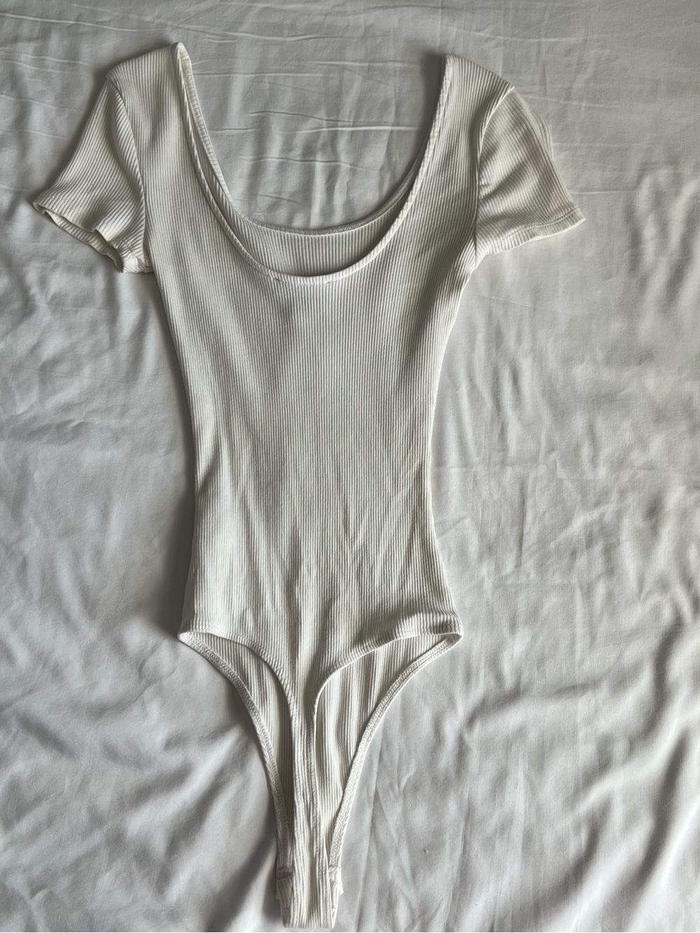 Express White Ribbed Bodysuit - Picture 2 of 3